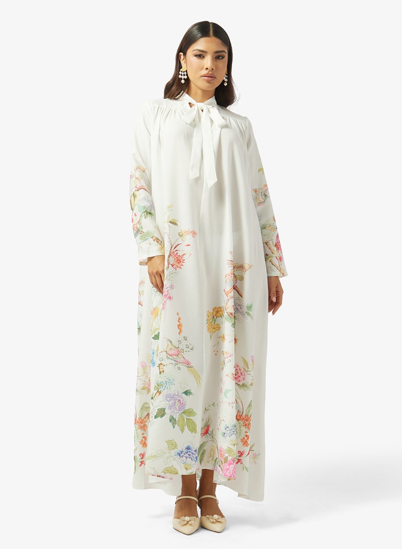 خزانة فستان بطبعة زهور مع ربطة عنق - Image 1